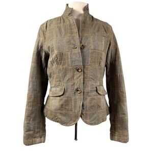 Vintage GAP Cotton Blazer Womens Size 12 Patchwork Stand Collar